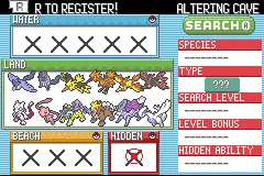 DexNav showing all legendary Pokémon captured.