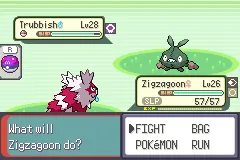 A Galarian Zigzagoon sleeping in battle after using Rest.