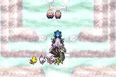 Playing the Poké Flute at the summit of Mt. Pyre.