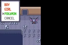Changing the character to Pokémon in the options menu.
